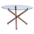 thumbnail image 3 of Ensemble de Table à Manger Circulaire en Verre Clair 5pc avec Chaises en Tissu Beige, 3 of 4
