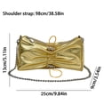 thumbnail image 3 of Bolso Hobo para mujer, Bolso de hombro plisado con cadena, Bolso femenino con cordón (dorado), 3 of 8