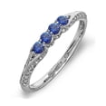 thumbnail image 1 of Dazzlingrock Collection 10K Round Blue Sapphire And White Diamond Anniversary Wedding Band Stackable Ring, White Gold, Size 7.5, 1 of 1