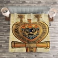 thumbnail image 4 of Ambesonne Egyptian Quilted Bedspread Set 3 Pcs, Antique Culture Sign, Queen Size, Cream Orange, 4 of 4