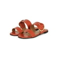 thumbnail image 5 of Women's Crocodile Embossed Double Strap O Buckle Slide Flat Sandals 19698, 5 of 6