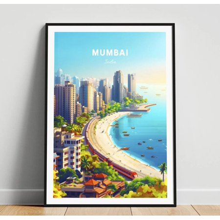 POSTER Mumbai travel print - India wall art, Mumbai skyline, Maharashtra poster-24x36-UNFRAMED