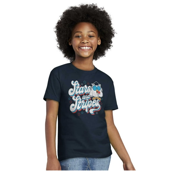 Tootsie Owl USA Stars and Stripes Crewneck T Shirts Boy Girl Teen Brisco Brands M