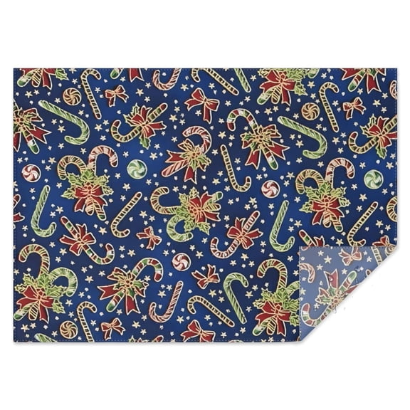 Blue Christmas Candy Cane Pattern Rectangle Tablecloth 60"x84",Waterproof Polyester Rectangle Table Cloth, Wipeable Spillproof Polyester Tablecloth for Dining, Camping, Indoor and Outdoor