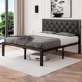 thumbnail image 3 of Size Metal Bed Frame with Faux Leather Button Tufted Headboard, Heavy-Duty Platform Bed Frame with 12" Storage, Steel Slats Support, No Box Spring Needed, Noise Free, Black, 3 of 6