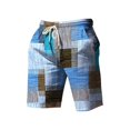 thumbnail image 3 of Men's Shorts Summer Shorts Casual Shorts Pocket Drawstring Elastic Waist Graphic Color Block Geometric Pattern Breathable Soft Short Men's Swimwear Sky Blue L, 3 of 4