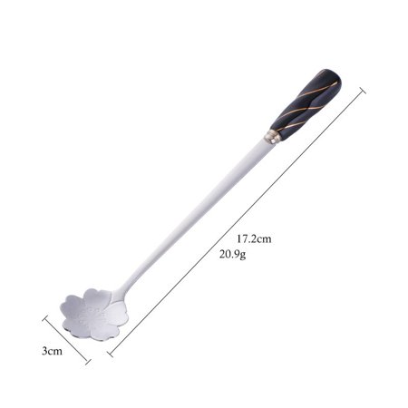 

4pcs/set Stainless Steel Coffee Spoon with Ceramic Handle Long Flower Design Tea Dessert Spoon Mixing Stirring Spoon Tableware