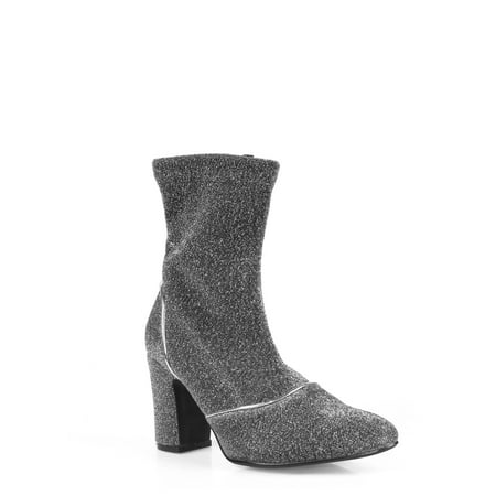 

Nature Breeze Women s Stretch Sparkle Booties in Silver