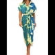 thumbnail image 1 of Vestido Camisero Fruncido con Botones para Mujer, Corta, Solapa, Cuello en V, Elegante Vestido Maxi Floral de Fiesta con Cinturón Azul XL, 1 of 4