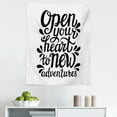 thumbnail image 1 of Adventure Tapestry, Open Your Heart New Adventures Words Lettering with Sixties Inspired Design, Fabric Wall Hanging Decor for Bedroom Living Room Dorm, 5 Sizes, Black White, by Ambesonne, 1 of 1