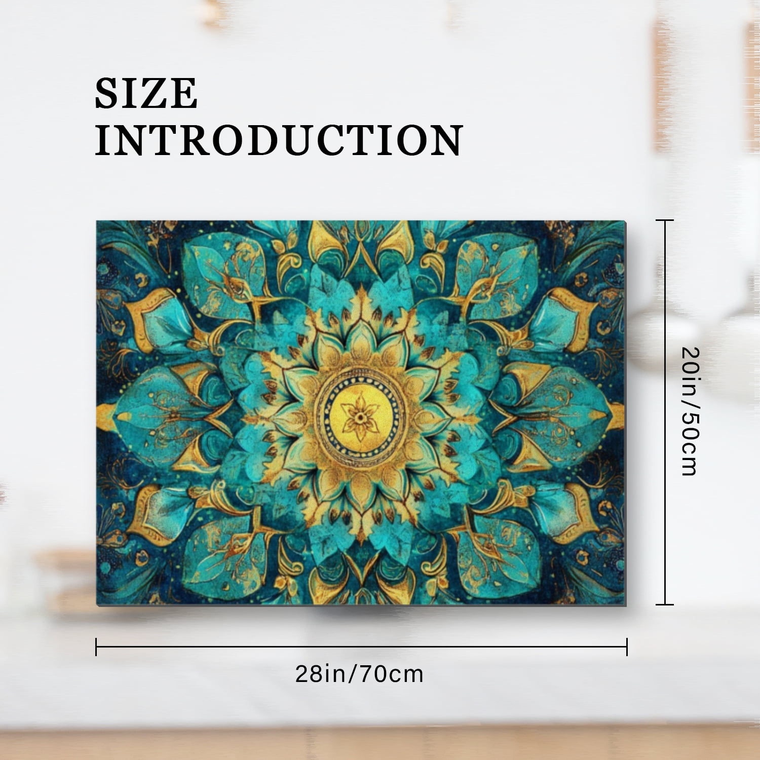Stove Top Covers for Glasstop Stoves, Retro Teal and Gold Floral Mandala Anti-slip Glass Cooktop Protector Mat, Multifunctional Kitchen Decor Pad for Kitchen RV (28×20 Inch)