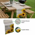 thumbnail image 5 of Spring Sunflowers Table Runner - 120 Inch Long, Kitchen Dining Table Runner Dresser Scarves, Yellow Floral Turquoise Farmhouse Grey Wooden Farmhouse Decor for Coffee Tables Wedding Party Banquet, 5 of 8