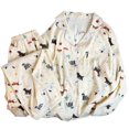 thumbnail image 5 of Women's Cream Plaid Long Sleeve Pajama Set Cloud Cotton Loungewear Sweet Cute Home Outfit, 5 of 5