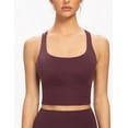 thumbnail image 2 of AGONVIN Women's Strappy Longline Yoga Sports Bra Padded Wireless Crop Top Cami Tank Top Fig Purple X-Large, 2 of 7