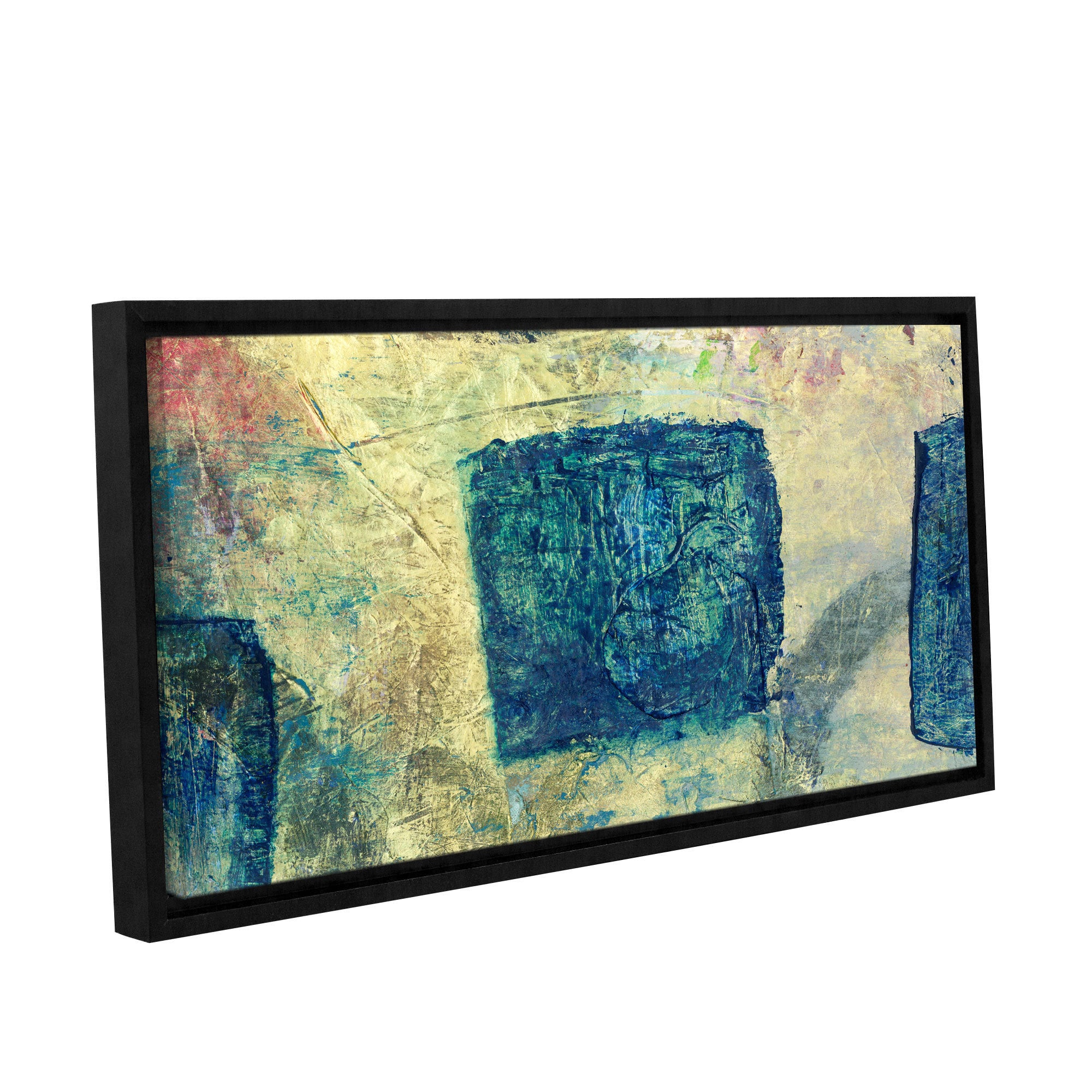 ArtWall Elena Ray "Blue Golds" Gallery-Wrapped Floater-Framed Canvas
