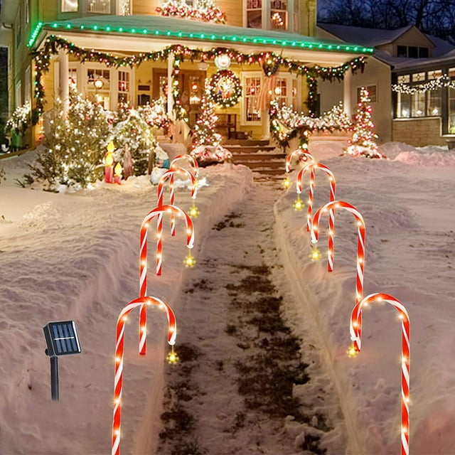 Fiudx Luces Solares Navideñas, Decoración para Jardín Al Aire Libre, Encendido Automático Al Anochecer, Alimentadas Por El Sol, Resistencia Al Agua Ip55, Juego de 4 Piezas, Perfectas para Patios, Cés
