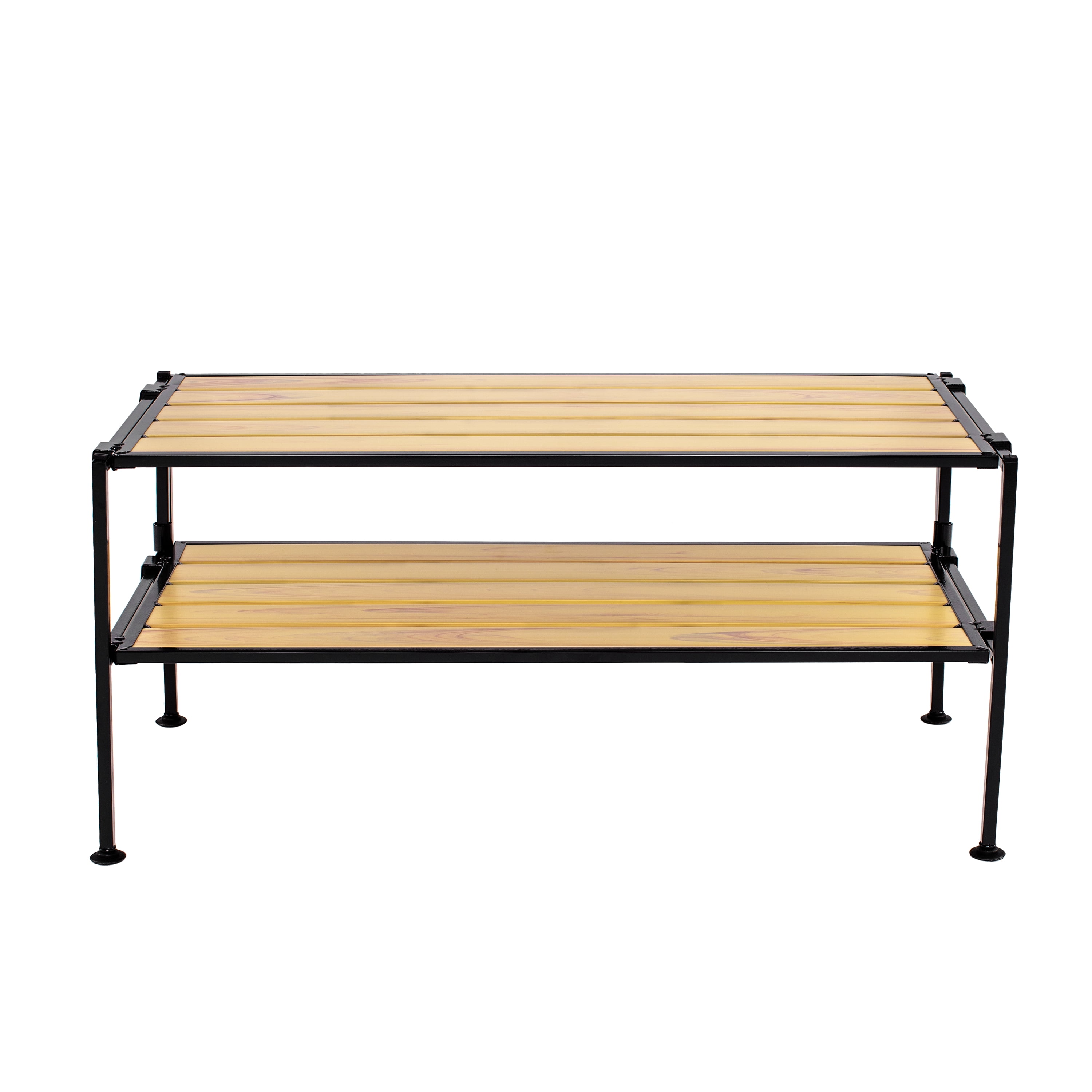 Seville Classics 2-Tier Stackable 6-Pair Woodgrain Resin Slat Shelf Sturdy Metal Frame Shoe Storage Rack Organizer, Perfect for Bedroom, Closet, Entryway, Dorm Room, Countryside Aspen