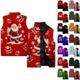 thumbnail image 4 of Ladies' Casual Fashion Sleeveless Christmas Printed Cotton Vest Jacket, Dark Red, Size XXXXL, 4 of 4