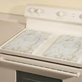 thumbnail image 2 of White Marble Burner Covers, Made of Durable Enameled Metal, Easy Cleaning, Kitchen Décor - Set of 2, Each Measures 20" Long x 11 1/2" Wide x 5/8" High, 2 of 3