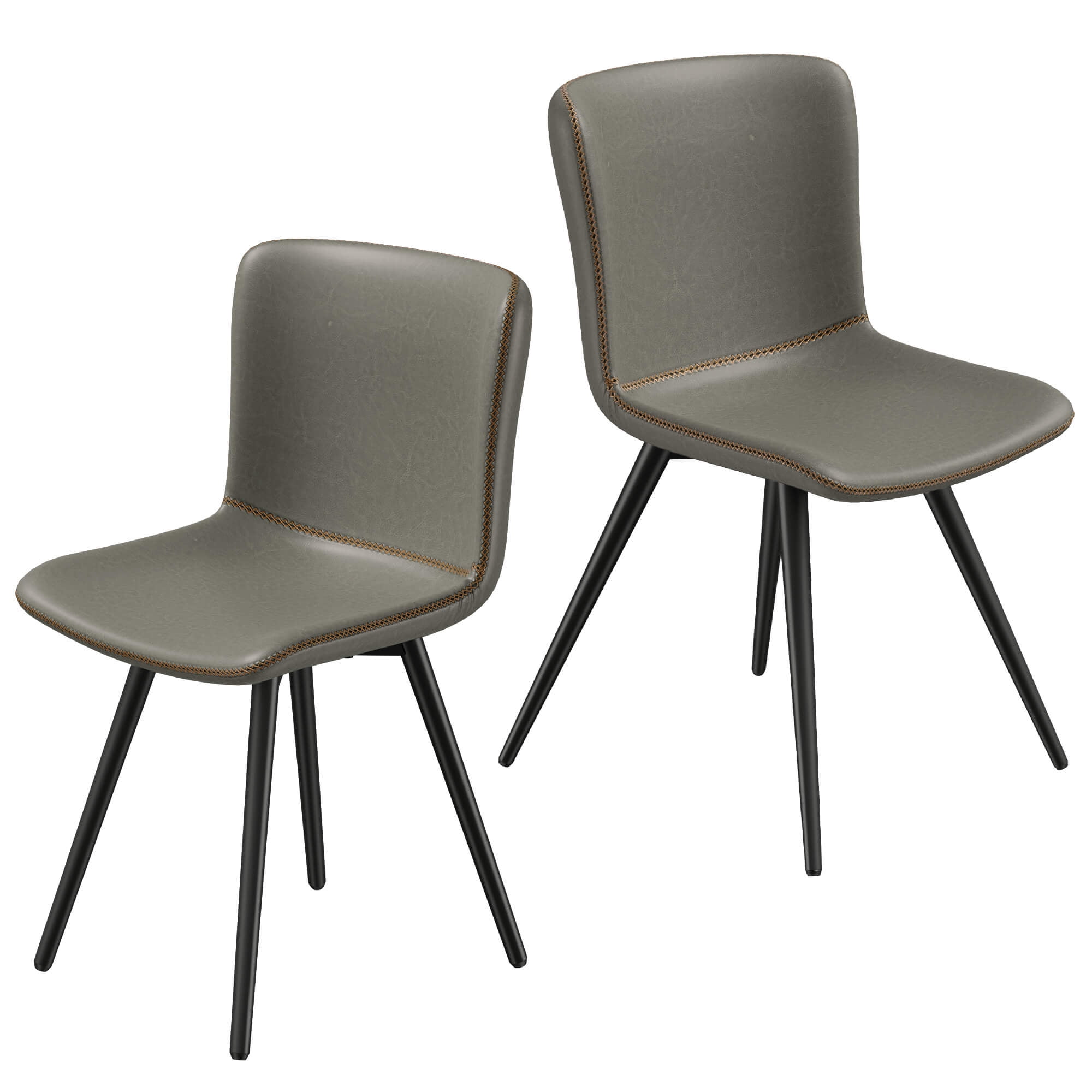 Cozy Castle Modern Dining Chairs, Faux Leather Curved Backrest Kitchen Chairs, Set of 2, Green