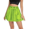 thumbnail image 3 of VUPSGEZ Women's Solid Shiny Flared Pleated Mini Skirt Sexy Costume Party Skirt (Green,S), 3 of 8