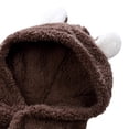 thumbnail image 3 of Sale! Newborn Snowsuit Baby Cartoon Bear Onesie Warm Fleece Hooded Romper Jumpsuit Coffee 0-12M, 3 of 11
