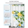 thumbnail image 2 of No Hook Cloth Fabric Shower Curtain with Snap in Liner, Summer Lemon Waterproof Shower Curtains Set with See Through Top Window, Watercolor Rustic Fruit Blue Striped Bath Curtains Shower 60"x72", 2 of 6
