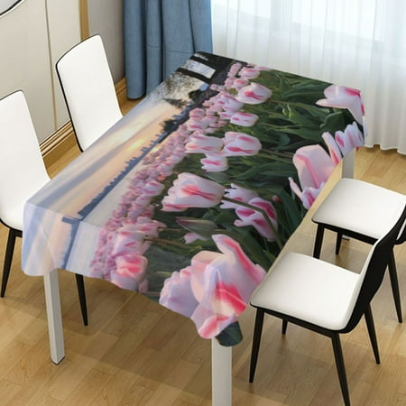 

Ryvnso Tulip Flowers Landscape Rectangle Table Cloth Tablecover Dinning Tablecloth 54 x54