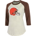 thumbnail image 2 of Women's Majestic Threads Nick Chubb Cream/Brown Cleveland Browns Player Raglan Name & Number Fitted 3/4-Sleeve T-Shirt, 2 of 3