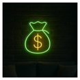 thumbnail image 1 of Letrero De Neón Con Forma Bolsa Dinero, Ideal Para Decorar Paredes Oficinas O Salas Juegos, Luz Regulable 38cm, 1 of 3