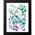 thumbnail image 2 of OnRei 12x14 Black Modern Framed Museum Art Print Titled - Green Purple Grey Triangles, 2 of 5
