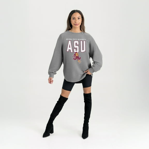 Women's Gameday Couture Gray Arizona State Sun Devils Oversized Pure Motion Corded Sweatshirt