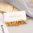 thumbnail image 6 of 6-Pair Gold Hoop Metal Earrings Set - Alloy Acrylic Fashion Multipack Jewelry, 6 of 8