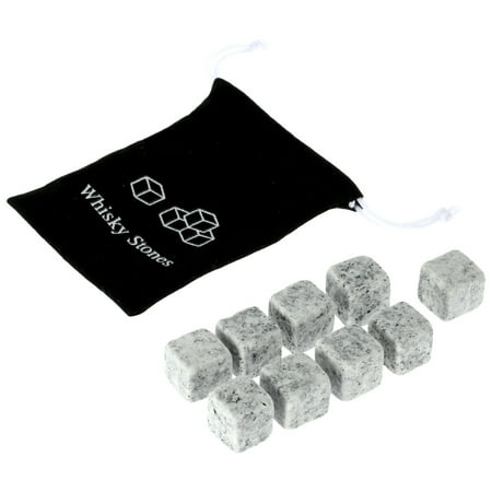 Jeobest Whisky Ice Stones - Reusable Ice Cubes Whiskey Chilling Stones for man and woman - Reusable Ice Cubes for Drinks - 9CS Whiskey Chilling Ice Stones Wine Drinks Cooler Cubes w/Bag