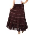 thumbnail image 1 of Sakkas Raw Edge Tiered Ribbon Gypsy Boho Long Cotton Skirt - Brown - One Size, 1 of 4