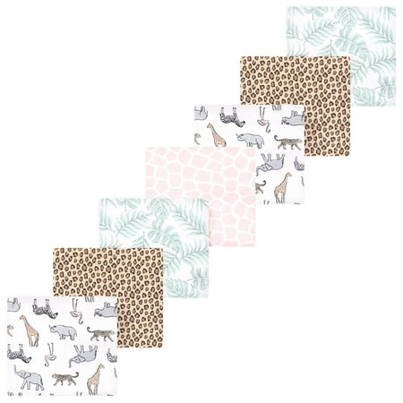 Luvable Friends Hudson Baby Flannel Receiving Blankets 7pk, Pink Safari Fun