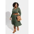 thumbnail image 6 of CASSIE LIZ Plus Size Dresses 3X Casual Green Fall Sweater Dresses for Women Fashion Midi Elastic Waist Dresses Long Sleeve Elegant V Neck Loose Fit Winter Dress with Pocket 3XL 22W 24W, 6 of 11