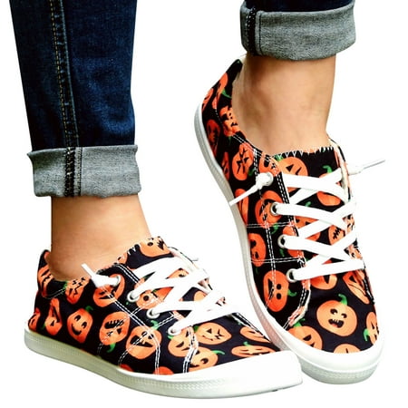 Mepaouo Women s Slip on Shoes Canvas Sneakers Loafers Lightweight Pumpkin Running Shoes