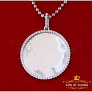 King of Bling's White 925 SilverSterling Charming Necklace Pendant with 3.96ct Cubic Zirconia