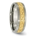 thumbnail image 4 of Titanium 7mm Yellow IP-plated X Design Grooved Satin Band, 4 of 6