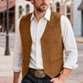 thumbnail image 4 of TOWED22 Men's Suede Leather Vest Cowboy Western Waistcoat Casual Slim Fit Suit Vest(Brown,XXXL), 4 of 9