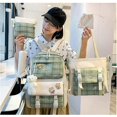thumbnail image 2 of Tool Bag Preppy Green School Backpack with Lunch Box, 5 Piece Cute Canvas Backpack Set, Plaid Aesthetic Laptop Bag, with Cute Pendant, 2 of 4