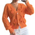 thumbnail image 3 of Cárdigan de Punto Grueso con Lazo para Mujer, Abierto Al Frente, , de Larga, con Botones, para Invierno. Naranja L, 3 of 10