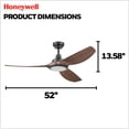 thumbnail image 5 of Honeywell Sirro 52 Inch Ceiling Fan with Light and Remote, 3 Brown Blades, Matte Black, 5 of 11