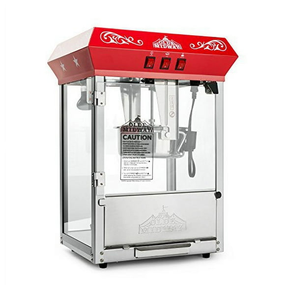 Olde Midway Machine à Maïs Soufflé Style Bar avec Bouilloire de 8 Onces - Rouge