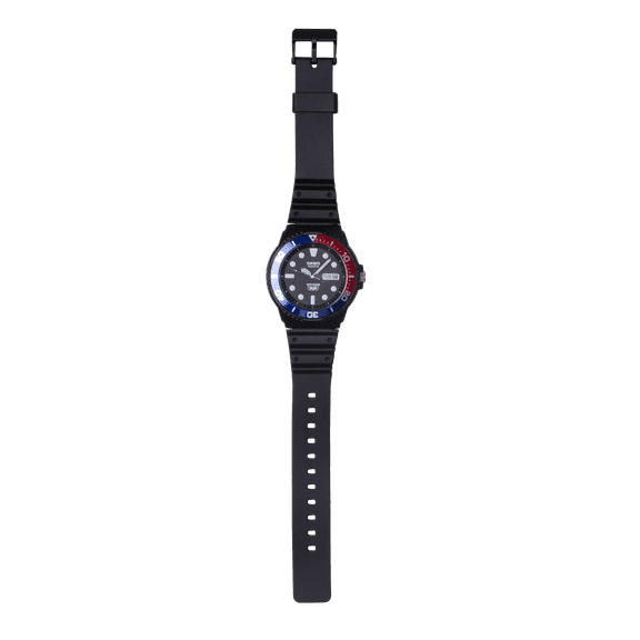 Casio Mens Analog Wristwatch Marine Design 100M Wr 3Yr Battery Red & Blue