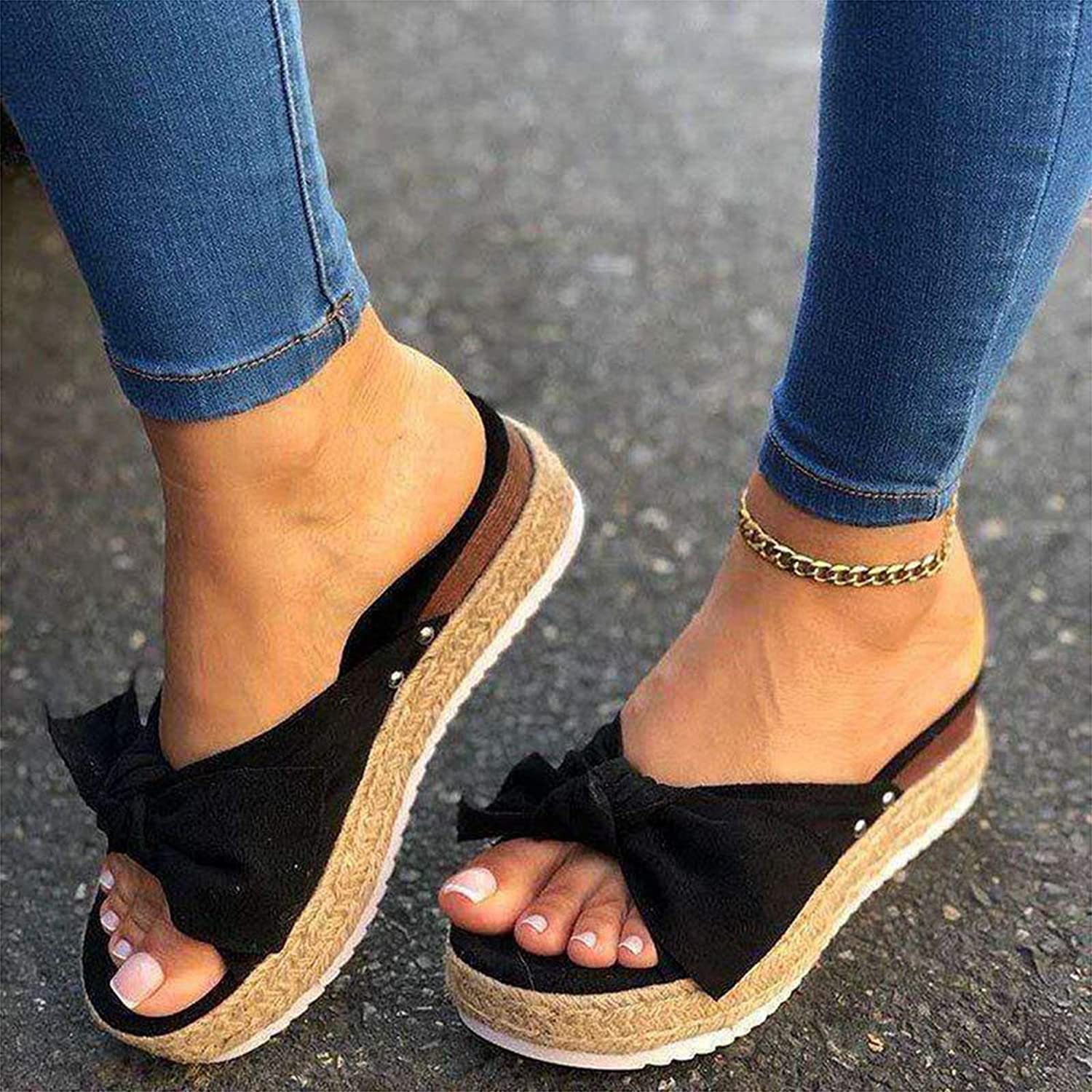 Summer, Slippers Flatform Bowknot 