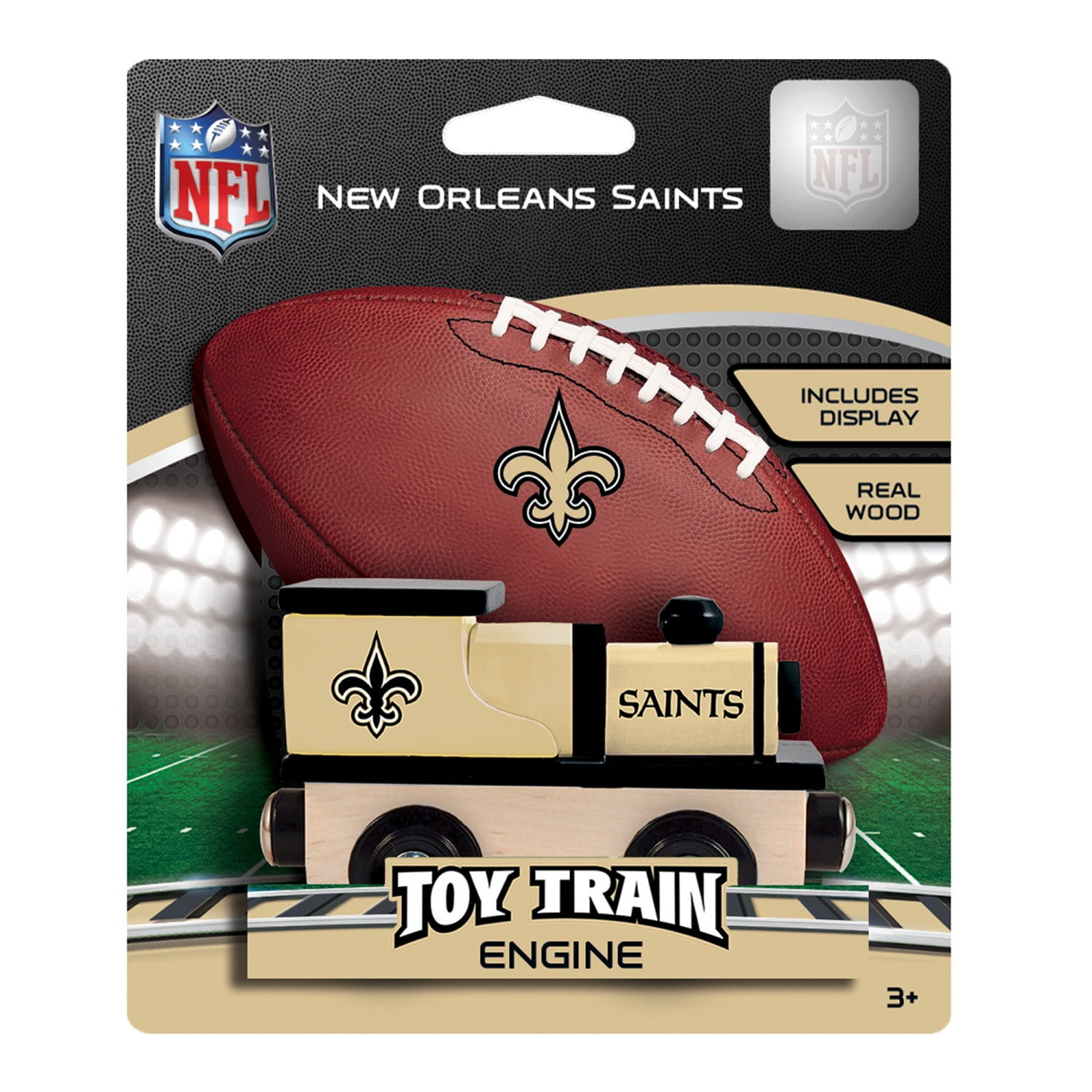 MasterPieces Officially Licensed NFL New Orleans Saints Wooden Toy Train Engine For Kids
