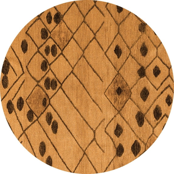 Ahgly Company Indoor Round Abstract Orange Modern Area Rugs, 6' Round