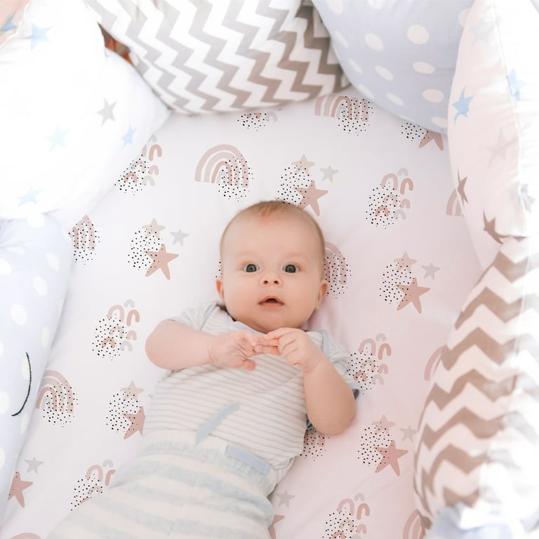 Gllquen Baby Bassinet Sheets Set 2-Pack, Breathable Cozy Fitted Bassinet  Mattresses Cover, Standard Cradle Safe Sheets for Newborn Baby Infant Boy  Girls 32X16, Rainbow & Dots 